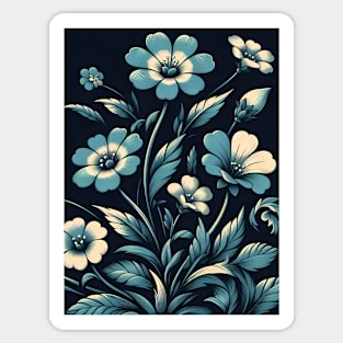 Sky Blue Floral Illustration Sticker